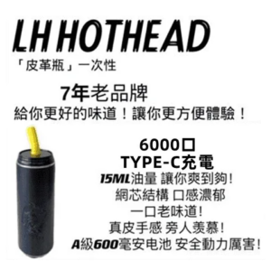LH HOTHEAD皮革瓶電子煙可充電一次性拋棄式6000口